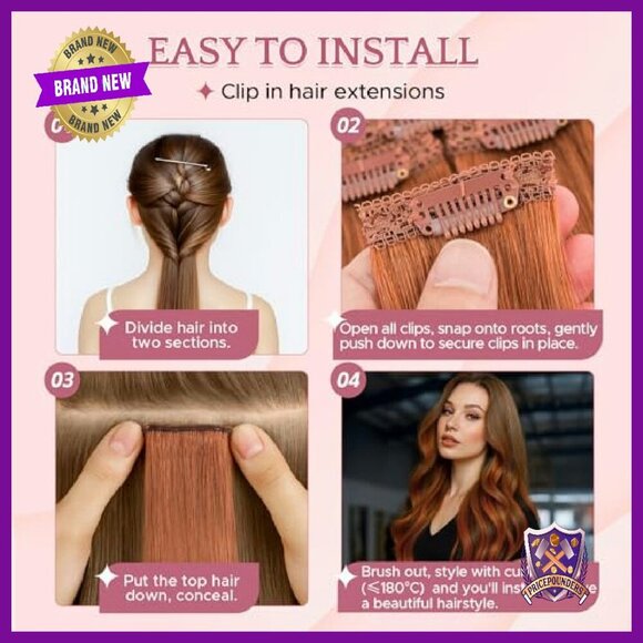 10 Inch Clip-In Human Hair Extensions, 6pcs 31g Straight, Add Volume Length main image 6